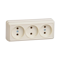 Купить Розетка открыт. уст. "Октава" 3-х местн. рс23-2-ок, 10а, кремовый (1/24/288) "IEK"