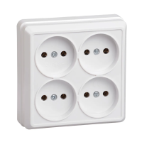 Купить Розетка открыт. уст. "Октава" 4-х местн. рс24-2-об, 10а, белый (1/20/240) "IEK"