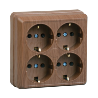 Купить Розетка открыт. уст. "Октава" 4-х местн. с заземл. рс24-3-од, 16а, дуб (1/16/192) "IEK"