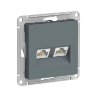 Купить Розетка компьютерная "ATLASDESIGN" 2-х местн. RJ45+RJ45 (механизм) грифель (1/10/60) "SCHNEIDER"
