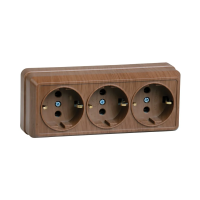 Купить Розетка открыт. уст. "Октава" 3-х местн. с заземл. рс23-3-од, 16а, дуб (1/20/240) "IEK"
