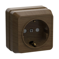 Купить Розетка открыт. уст. "Октава" 1 местн. с заземл, с шторк. рсш20-3-од, 16а, дуб (1/30/360) "IEK"