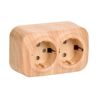 Купить Розетка открыт. уст. "GLORY" 2-х местн. с заземл, с шторк. рсш22-3-хс, 16а, сосна (1/18/216) "IEK"