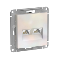 Купить Розетка компьютерная "ATLASDESIGN" 2-х местн. RJ45+RJ45 (механизм) жемчуг (1/10/60) "SCHNEIDER"