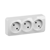 Купить Розетка открыт. уст. "GLORY" 3-х местн. рс23-2-хб, 10а, белый (1/24/288) "IEK"