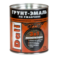 Грунт- эмаль по ржавчине "DALI" 3 в 1 молотковая золотистая  2 л (1/3) "Рогнеда"