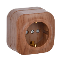 Купить Розетка открыт. уст. "GLORY" 1 местн. с заземл, с шторк. рсш20-3-хд, 16а, дуб (1/30/360) "IEK"