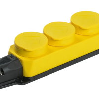 Купить Розетка (колодка) 3-х местн. с защитн. крышками "Омега" рб33-1-0м, IP44, желтый (1/10/40) "IEK"