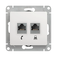 Купить Розетка компьютерная и телеф. "GLOSSA" 2-х местн. RJ11+RJ45 (механ.) белый (1/10/160) "SCHNEIDER"