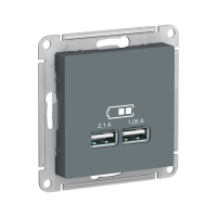 Купить Розетка USB "ATLASDESIGN" 5в/2,1а, 2х5в/1,05а (механизм) грифель (1/8/48) "SCHNEIDER"