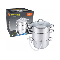 Купить Соковарка нержав. "MAL-JUICER-1" 6 л, 3 чаши, стекл. крышка (1/4) "MALLONY"