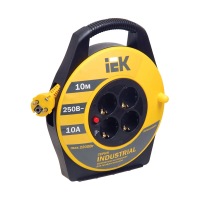 Купить Удлинитель на катушке "INDUSTRIAL" с термозащ. 4 розетки, 10 м 3*1 мм (1/10) "IEK"