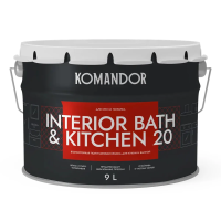 Краска "INTERIOR BATH&KITCHEN 20" влагостойкая база A 9 л (1) "KOMANDOR"