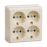Купить Розетка открыт. уст. "Октава" 4-х местн. с заземл. рс24-3-ок, 16а, кремовый (1/16/192) "IEK"
