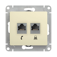 Купить Розетка компьютерная и телеф. "GLOSSA" 2-х местн. RJ11+RJ45 (механ.) бежевый (1/10/160) "SCHNEIDER"