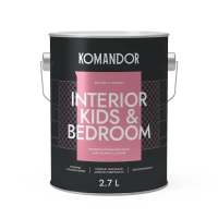 Краска "INTERIOR KIDS&BEDROOM" для спален и детских комнат база A 2,7 л (1) "KOMANDOR"