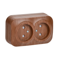 Купить Розетка открыт. уст. "GLORY" 2-х местн. с шторк. рсш22-2-хд, 10а, дуб (1/24/288) "IEK"