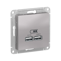 Купить Розетка USB "ATLASDESIGN" 5в/2,1а, 2х5в/1,05а (механизм) алюминий (1/8/48) "SCHNEIDER"