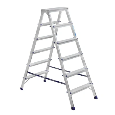 Купить Стремянка двухсторонняя алюминиевая 6 ступеней (1) "Алюмет"